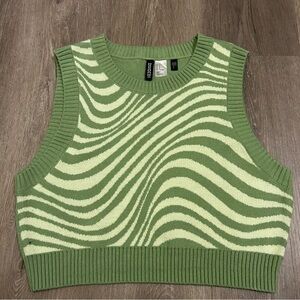 H&M Green Ribbed Crop Tank Top